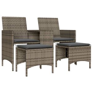 vidaXL 2-personers havesofa med bord og skamler polyrattan gr&aring;