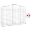 vidaXL buede gabionkurve 9 stk. 200x50x140/160 cm galvaniseret jern