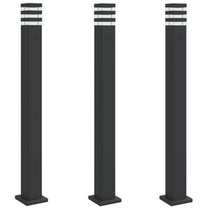 vidaXL udend&oslash;rs standerlamper 3 stk. stikkontakt 110 cm aluminium sort