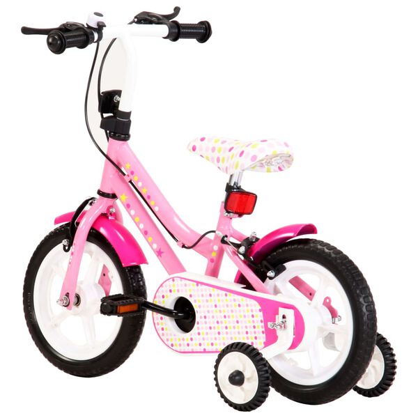 vidaXL børnecykel 12 tommer hvid og pink