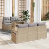 vidaXL Havesofa S&aelig;t med pude med opbevaring 6 pcs Beige Poly rattan