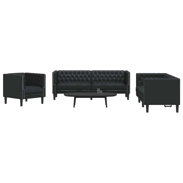 vidaXL Stue Sofa 3 pcs Sort 194 x 74,5 x 70,5 cm Faux l&aelig;der