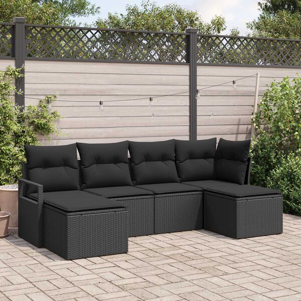 vidaXL Sofa S&aelig;t 6 pcs Sort polyrattan