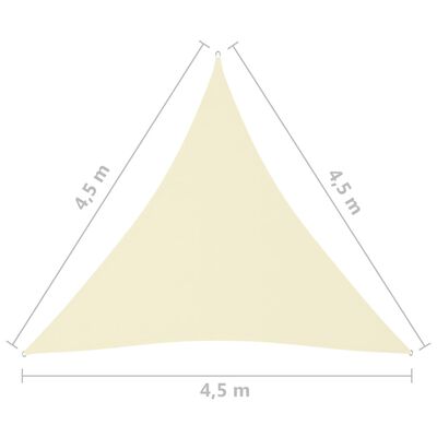 vidaXL solsejl 4,5x4,5x4,5 m trekantet oxfordstof cremefarvet
