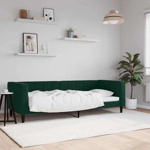 vidaXL daybed 80x200 cm velour m&oslash;rkegr&oslash;n