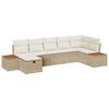 vidaXL Havesofa S&aelig;t med pude 7 pcs Beige polyrattan