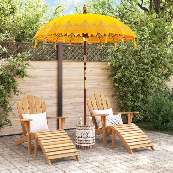vidaXL Balinesisk parasol med base Gul 185 x 185 x 260 cm
