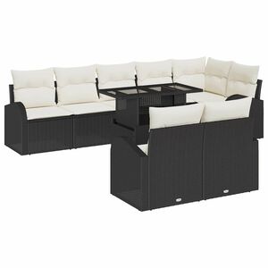 vidaXL Havesofa S&aelig;t med opbevaring 9 pcs Sort og Cream polyrattan