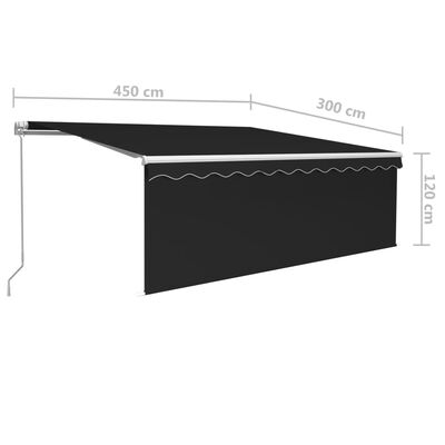 vidaXL markise m. gardin 4,5x3 m manuel betjening antracitgrå