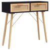 vidaXL konsolbord 80x30x75 cm massivt fyrretr&aelig; naturlig rattan sort