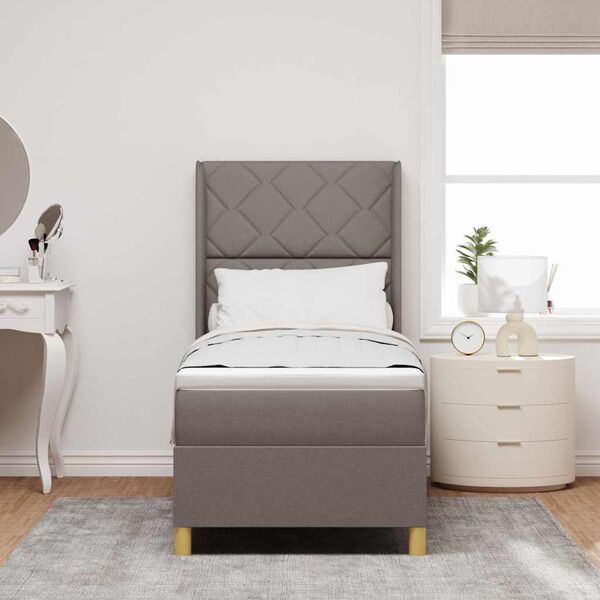 vidaXL Box spring seng med madras Gr&aring;brun 80 x 200 cm Stof