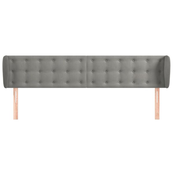 vidaXL sengegavl med kanter 163x23x78/88cm fløjl lysegrå