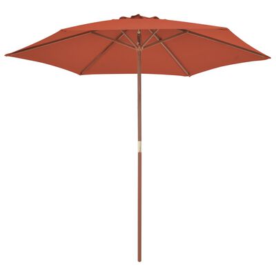 vidaXL udendørs parasol med træstang 270 cm terracottafarvet