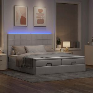 vidaXL osmannisk sengeramme med madrasser 200x200 cm stof gr&aring;brun