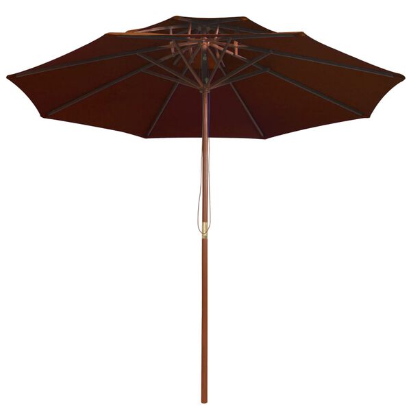 vidaXL parasol m. træstang 270 cm 2 niveauer terrakotta