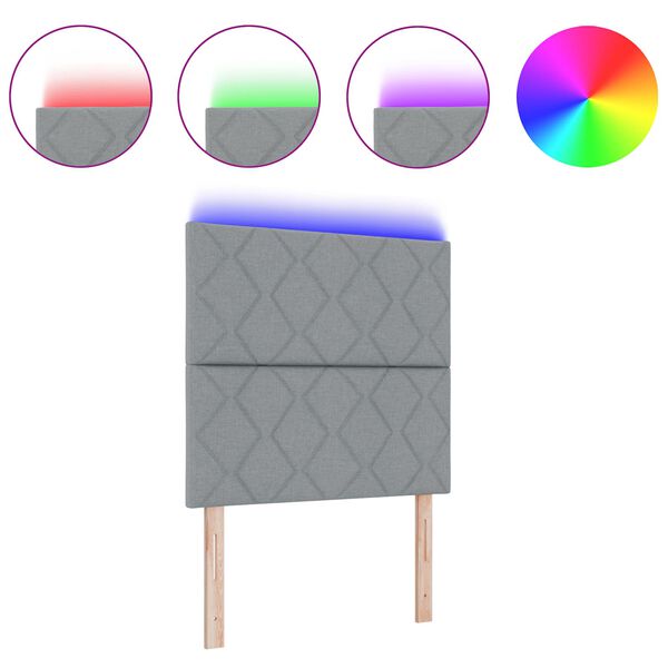 vidaXL Hovedg&aelig;rde med LED -strimmellys Lysegr&aring; 100 cm Stof