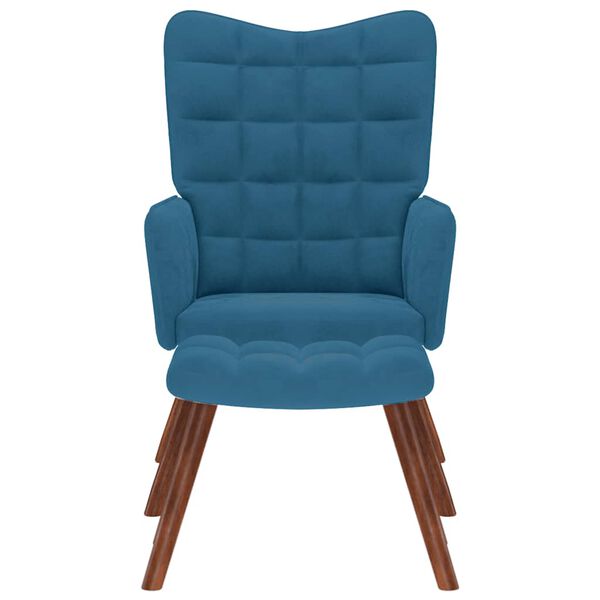 vidaXL l&aelig;nestol med fodskammel fl&oslash;jl bl&aring;