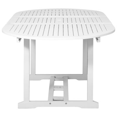 vidaXL udendørs spisebordssæt 7 dele med forlængerbord træ hvid
