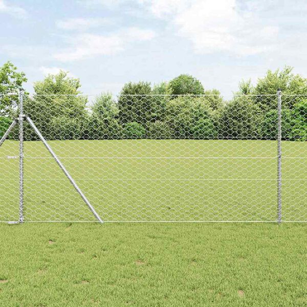 vidaXL Hegnsp&aelig;l S&oslash;lv 25 x 1,2 m (50 mm net) St&aring;l