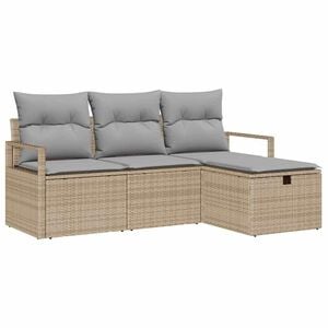 vidaXL Sofa S&aelig;t 4 stk. 4-Antal s&aelig;der Beige og lys gr&aring; polyrattan