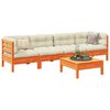 vidaXL lounges&aelig;t til haven 5 dele med hynder massivt fyr gyldenbrun
