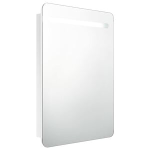vidaXL badev&aelig;relsesskab med spejl + LED-lys 60x11x80 cm skinnende hvid
