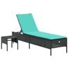 vidaXL liggestol med bord og hynde sort polyrattan