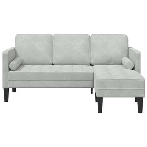 vidaXL Sofa S&aelig;t med pude Lysegr&aring; Polyester
