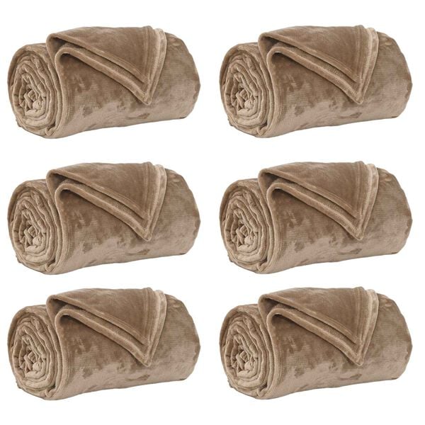 vidaXL Kastet&aelig;pper 6 pcs Camel 240 x 270 cm Fleece