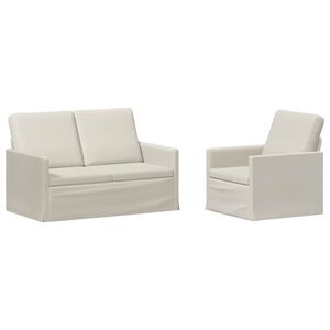 vidaXL Sofa S&aelig;t 2 pcs Cremefarvet Velour (V)