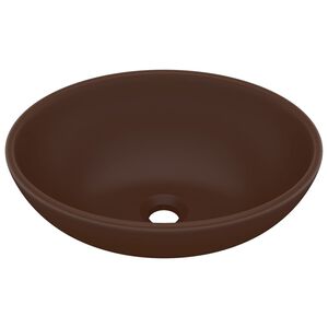 vidaXL luksuriøs håndvask 40x33 cm keramisk oval mat mørkebrun