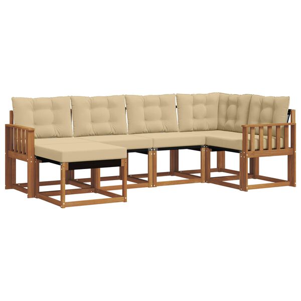vidaXL Udend&oslash;rs sofagruppe med pude 6 pcs Naturlig og Beige