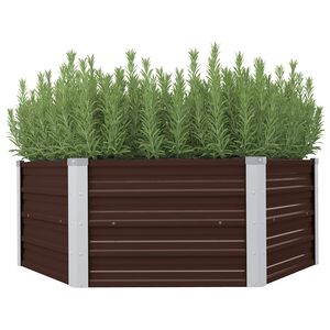 vidaXL h&aelig;vet plantekasse 129 x 129 x 45 cm galvaniseret st&aring;l brun