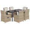 vidaXL spisebordss&aelig;t til haven 7 dele med hynder polyrattan beige