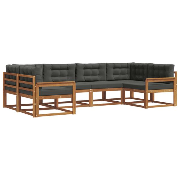 vidaXL Udend&oslash;rs sofagruppe med pude 6 pcs Naturlig og Antracit