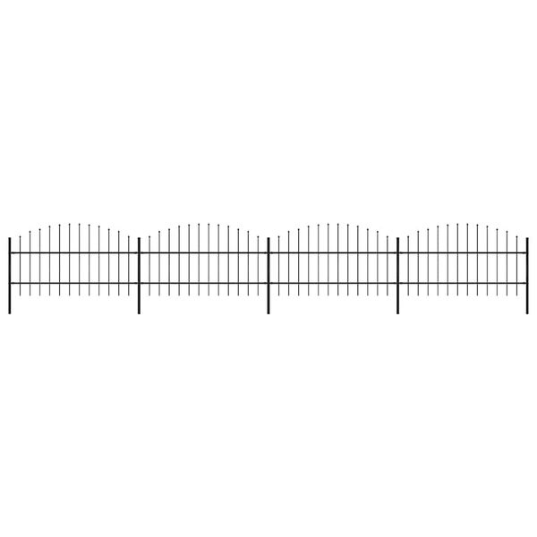 vidaXL havehegn med spydtop st&aring;l 714,5x100 cm sort