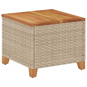 vidaXL havebord 45x45x37 cm polyrattan og akacietr&aelig; beige
