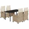 vidaXL spisebordss&aelig;t til haven 5 dele med hynder polyrattan beige