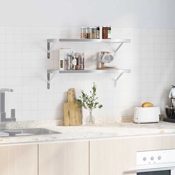 vidaXL v&aelig;ghylder 2 stk. 75x30x3 cm rustfrit st&aring;l s&oslash;lvfarvet