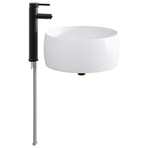 vidaXL Vask med armatur og afl&oslash;b Mat sort 38,5 x 38,5 x 16 cm Keramik