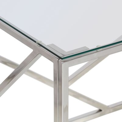 vidaXL sofabord rustfrit stål og hærdet glas sølvfarvet