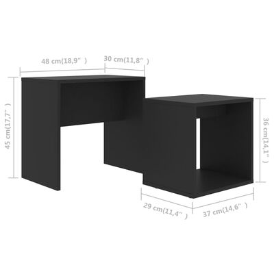 vidaXL sofabordssæt 48x30x45 cm konstrueret træ sort