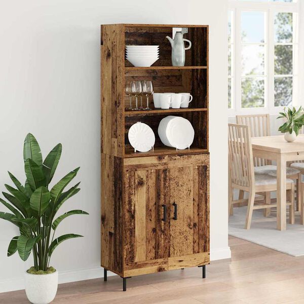 vidaXL Highboard Gammelt tr&aelig; 69,5 x 34 x 180 cm Konstrueret tr&aelig;