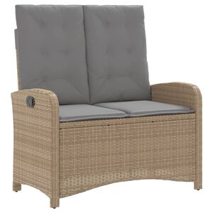 vidaXL haveb&aelig;nk med hynder og l&aelig;nefunktion polyrattan beige
