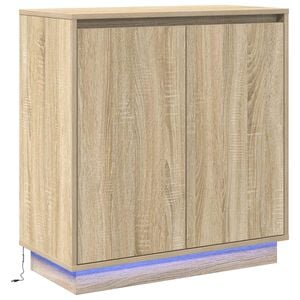 vidaXL LED Sideboard Sonoma-eg 71 x 34,5 x 75 cm Konstrueret tr&aelig;