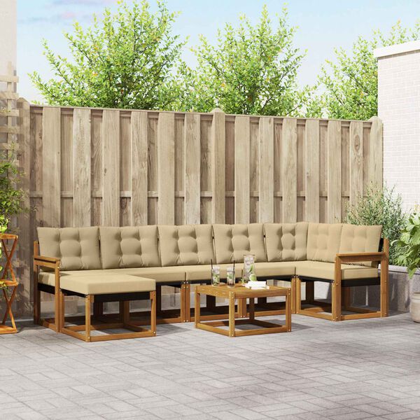 vidaXL Udend&oslash;rs sofagruppe med pude 8 pcs Naturlig og Beige