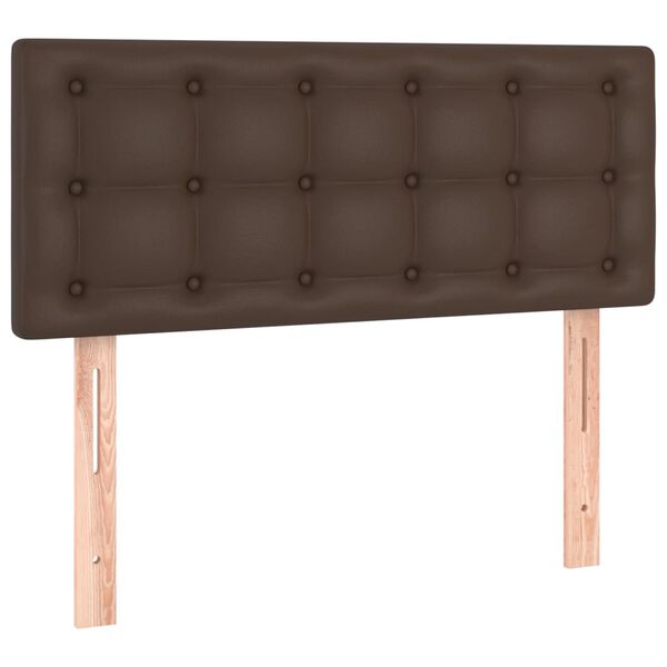 vidaXL sengegavl med LED-lys 80x5x78/88 cm kunstl&aelig;der brun