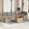 vidaXL Havesofa S&aelig;t med pude med opbevaring 8 pcs Beige Poly rattan