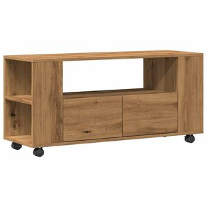vidaXL tv-bord med hjul 102x34,5x43 cm konstrueret tr&aelig; kunsteg