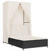 vidaXL solseng med tag og gardiner polyrattan sort